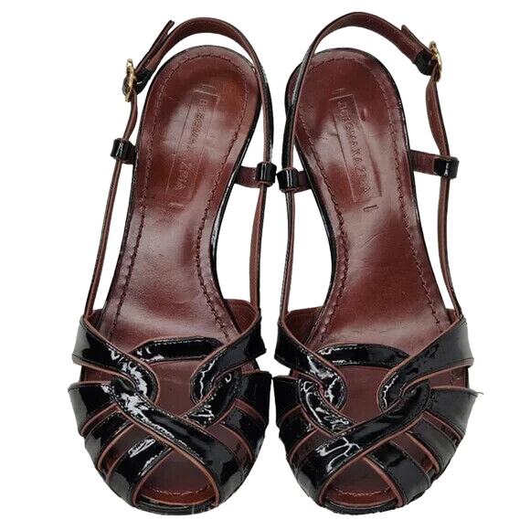 BCBG MaxAzaria Brown Peep Toe Sandals Sz 6.5 - Picture 2 of 10